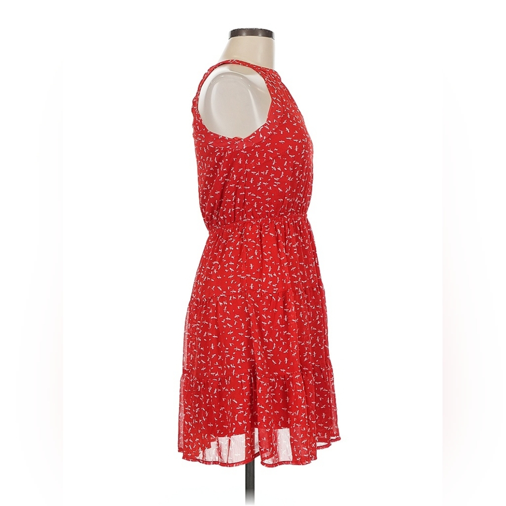*NWOT* Monteau LA Women's Medium Red Ruffle Tiered Sleeveless Halter Midi Dress - Picture 4 of 13